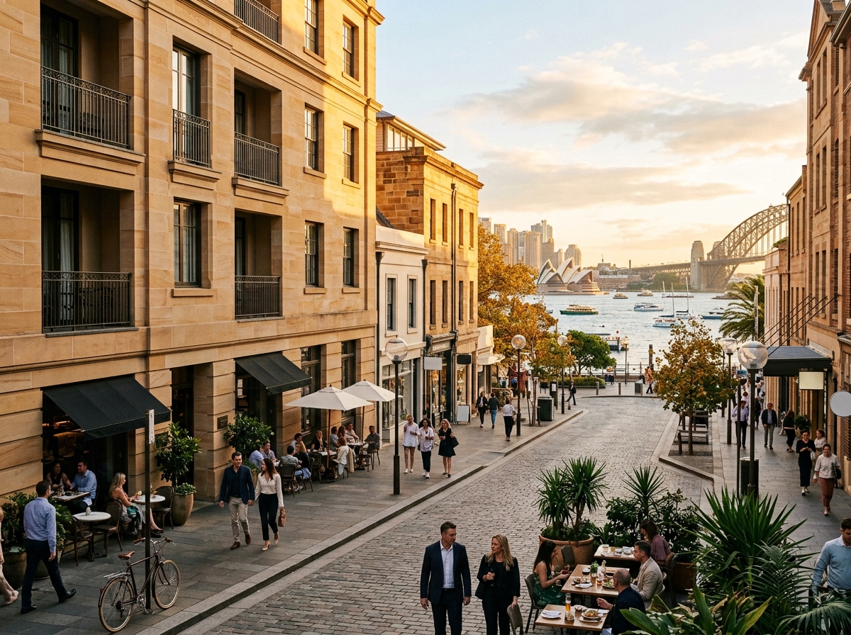Sydney harbour-side city setting near Harbour House Sydney